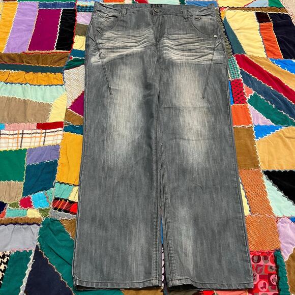 D-Lux Faded Acid Washed Grey Jeans 40Wx32L - Picture 1 of 8